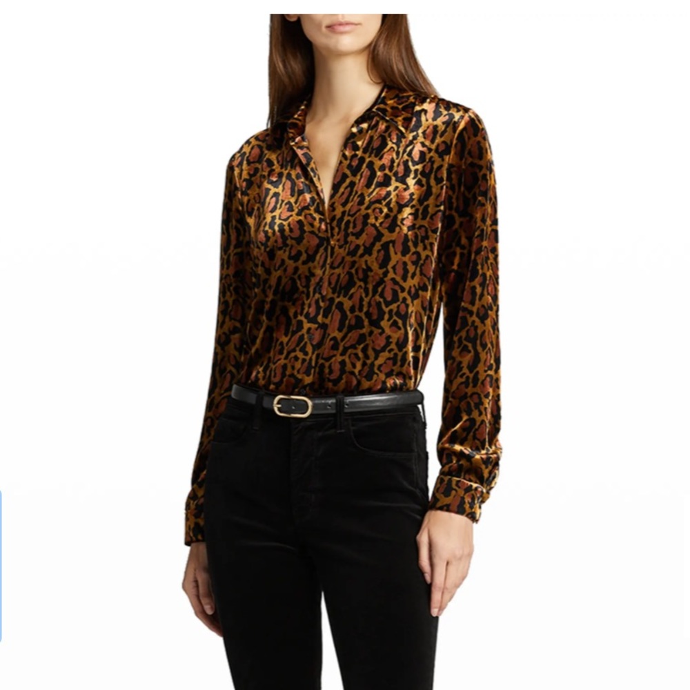 L AGENCE
Laurent Silk Leopard Velvet Shirt - Picture 5 of 12